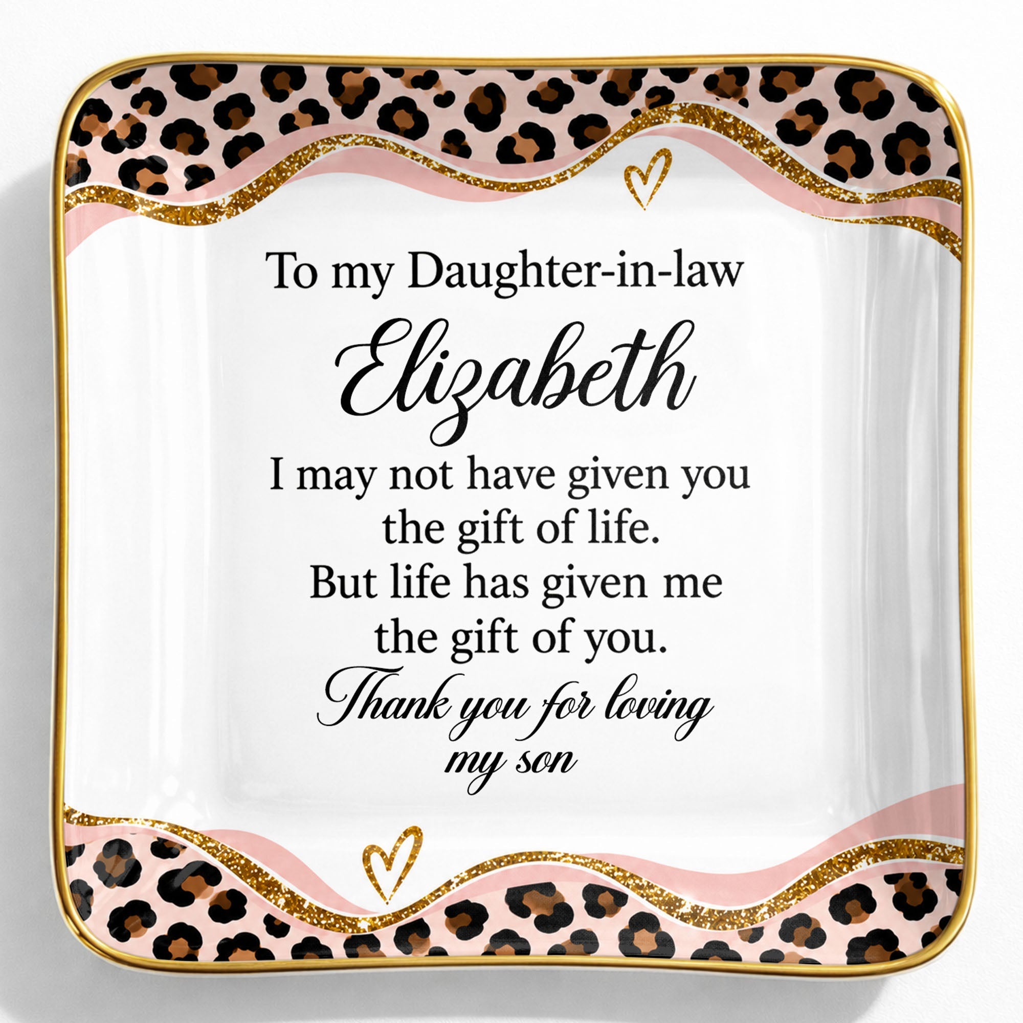 Personalized Leopard Pattern Jewelry Dish Gift for Daughter-in-Law Jewelry Dish GradoCreations
