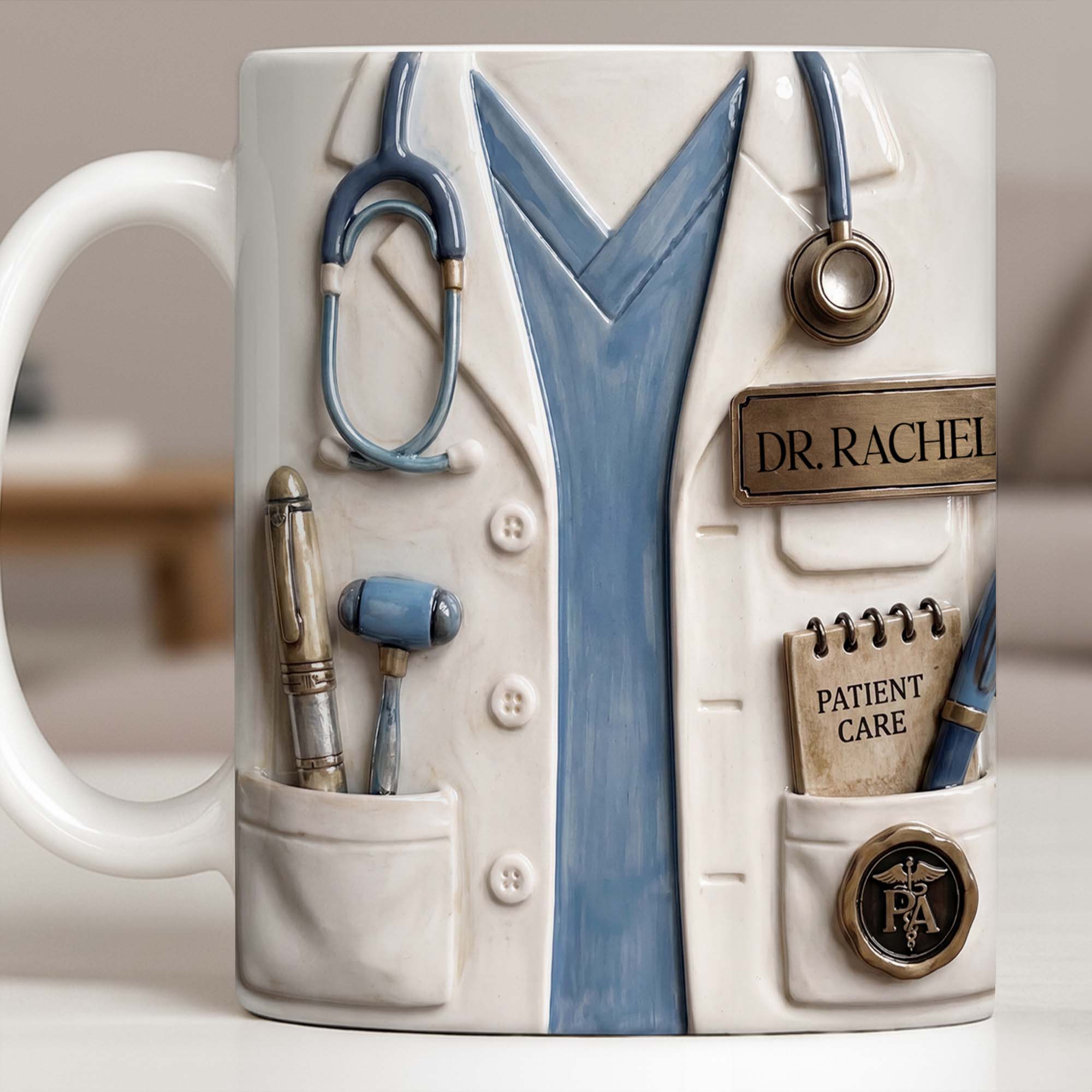 Personalized 3D Effect Mug Custom Name Gift for Doctors Edge-to-edge Mug GradoCreations