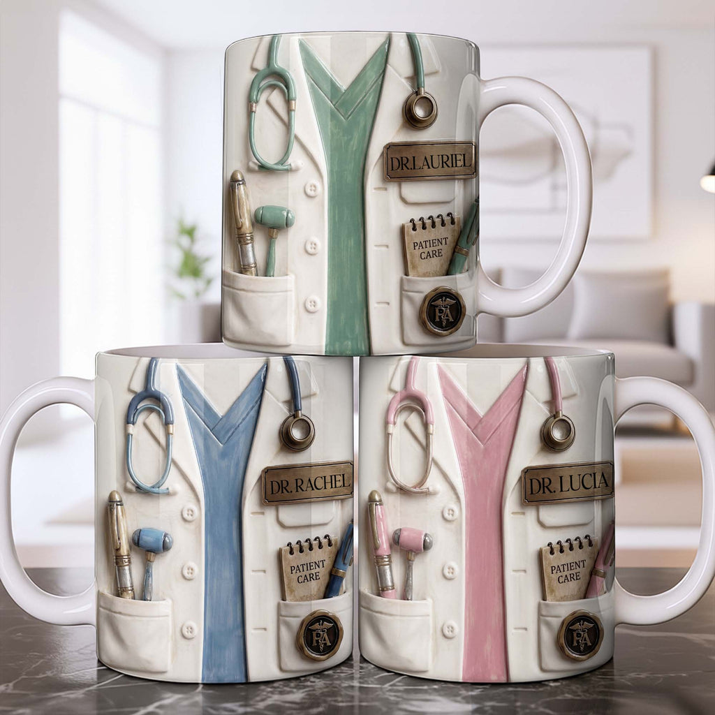Personalized 3D Effect Mug Custom Name Gift for Doctors Edge-to-edge Mug GradoCreations