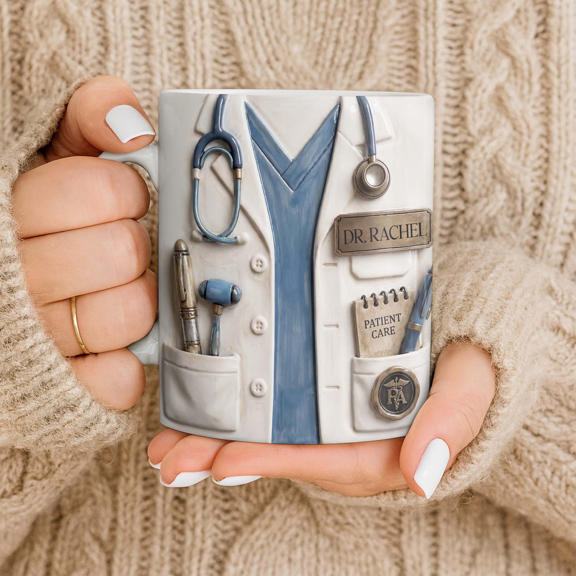 Personalized 3D Effect Mug Custom Name Gift for Doctors Edge-to-edge Mug GradoCreations