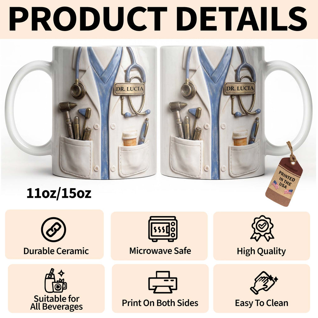 Personalized Doctor Coffee Mug Custom Name Medical Gift Edge-to-edge Mug GradoCreations