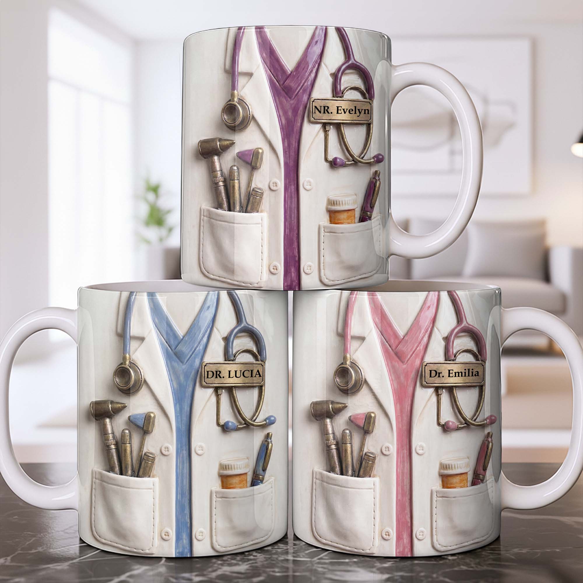 Personalized Doctor Coffee Mug Custom Name Medical Gift Edge-to-edge Mug GradoCreations
