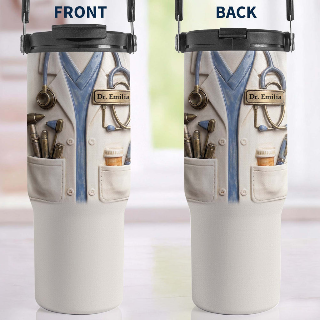 Personalized 30oz Tumbler with Handle for Doctors, Custom Name Gift Tumbler With Handle GradoCreations