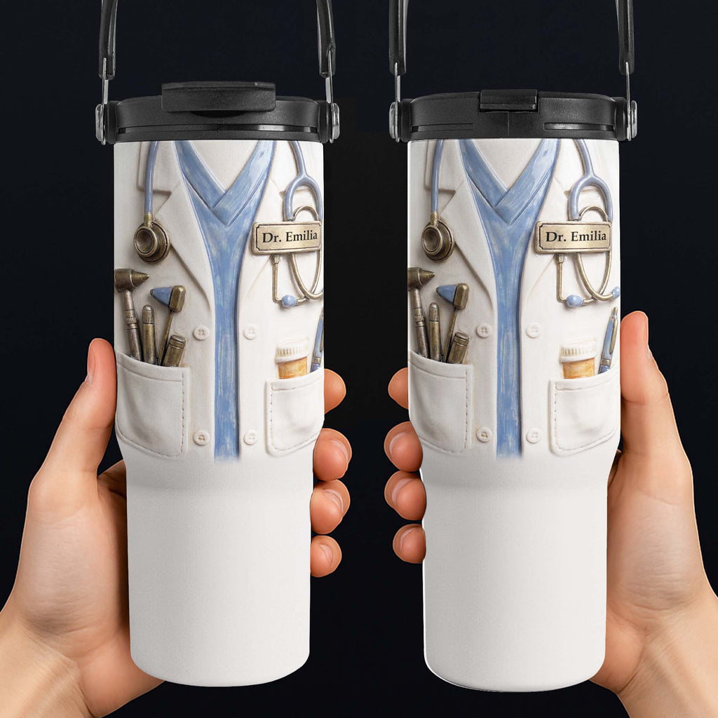 Personalized 30oz Tumbler with Handle for Doctors, Custom Name Gift Tumbler With Handle GradoCreations
