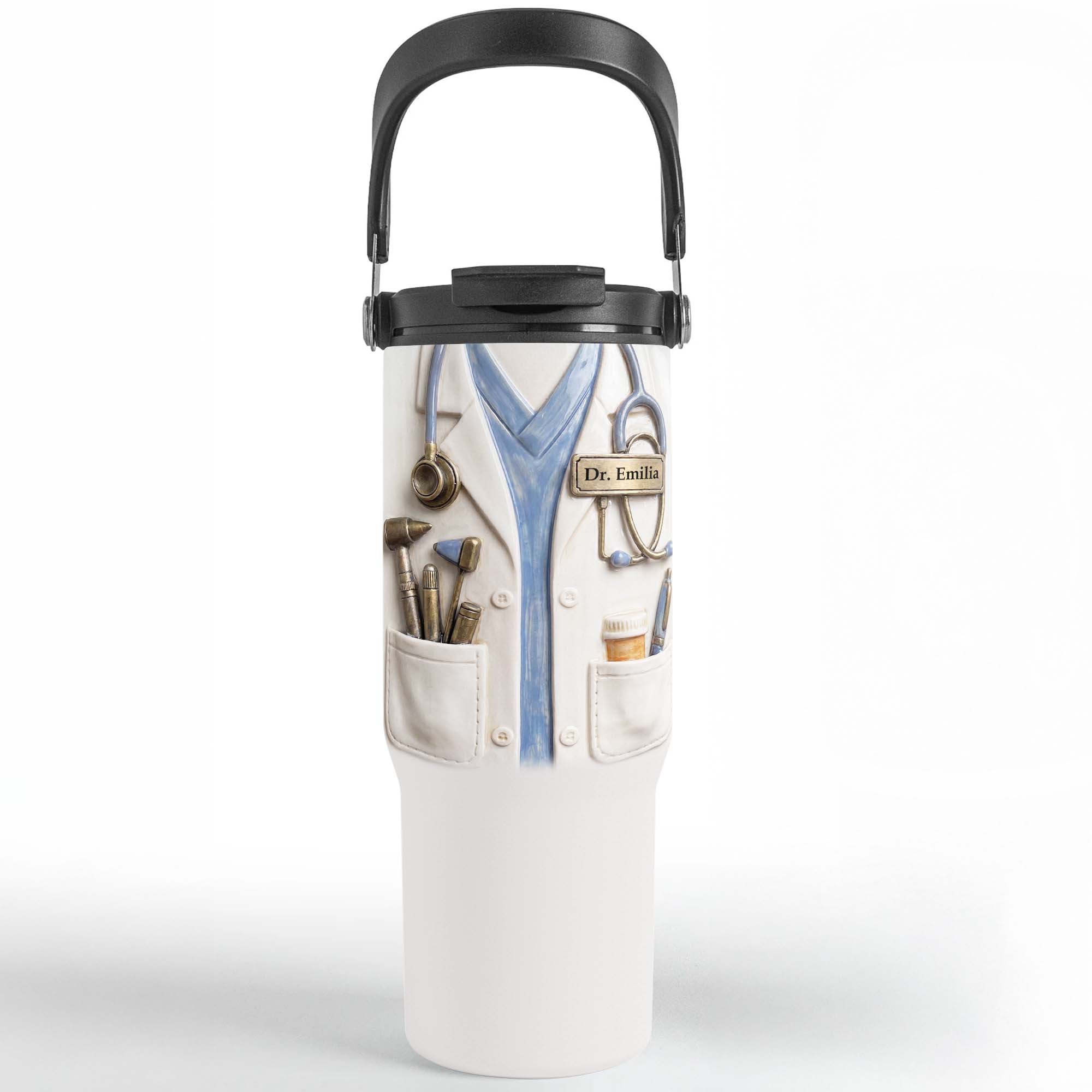 Personalized 30oz Tumbler with Handle for Doctors, Custom Name Gift Tumbler With Handle GradoCreations