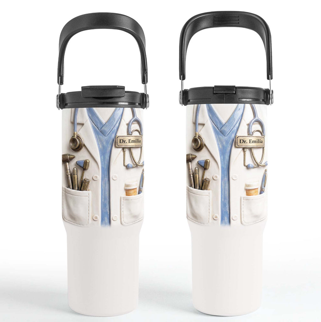 Personalized 30oz Tumbler with Handle for Doctors, Custom Name Gift Tumbler With Handle GradoCreations