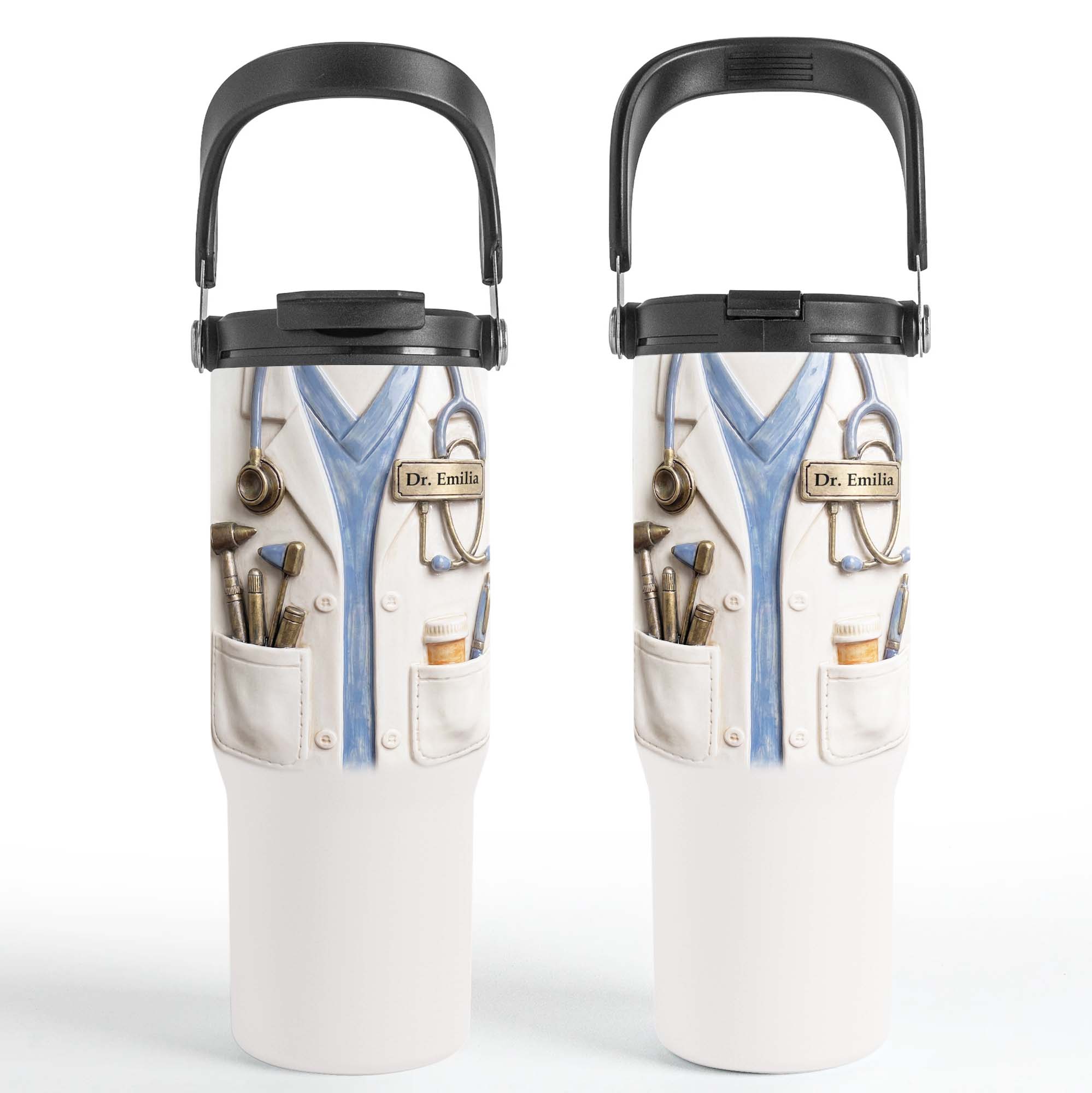 Personalized 30oz Tumbler with Handle for Doctors, Custom Name Gift Tumbler With Handle GradoCreations