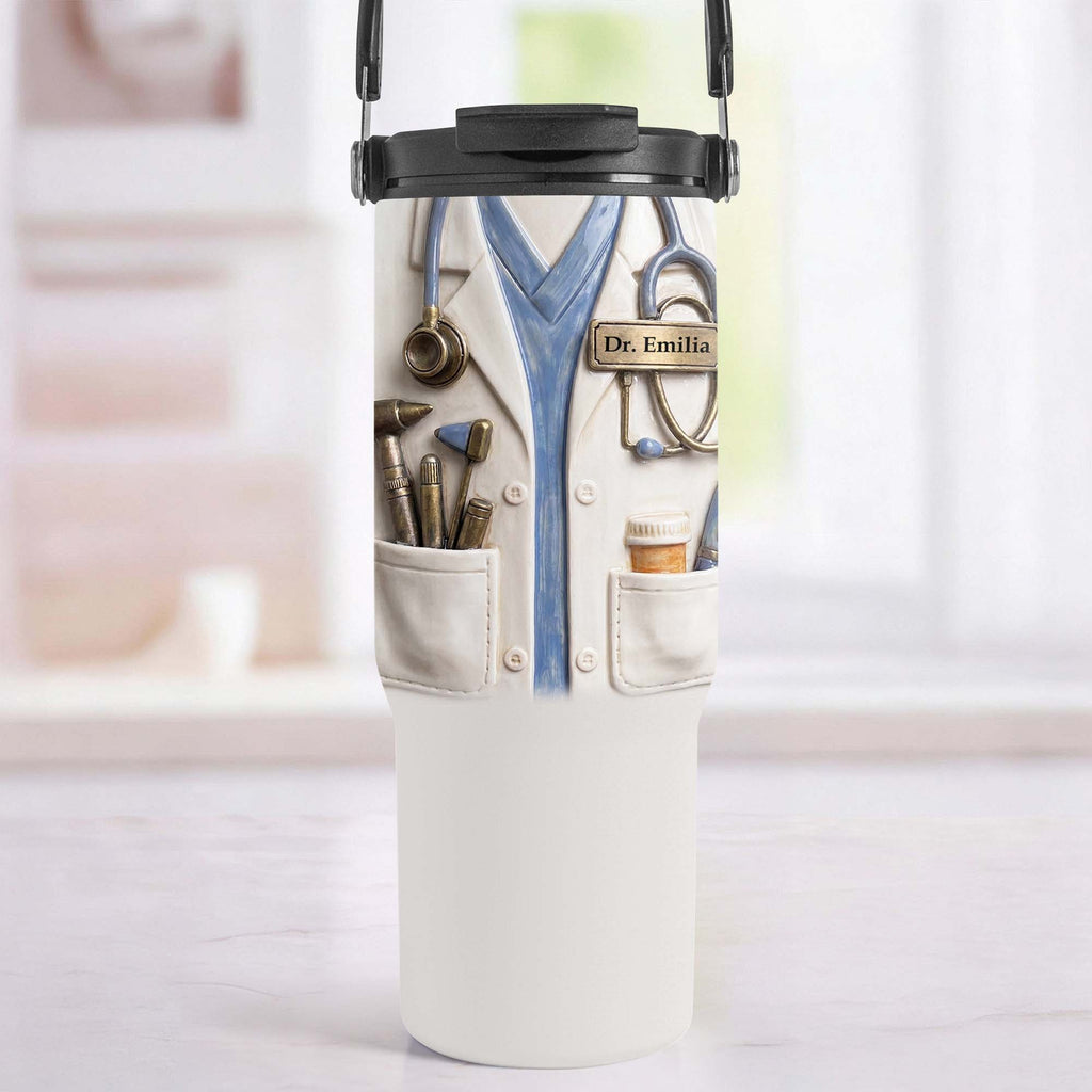 Personalized 30oz Tumbler with Handle for Doctors, Custom Name Gift Tumbler With Handle GradoCreations