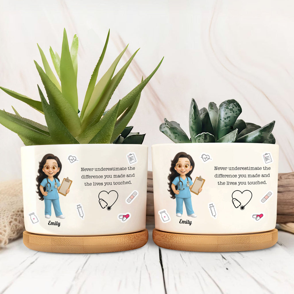 Personalized Ceramic Plant Pot for Nurse Medical Decor Gift Ceramic Plant Pot GradoCreations