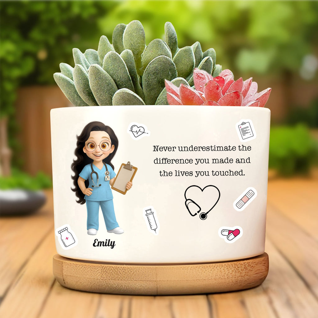 Personalized Ceramic Plant Pot for Nurse Medical Decor Gift Ceramic Plant Pot GradoCreations