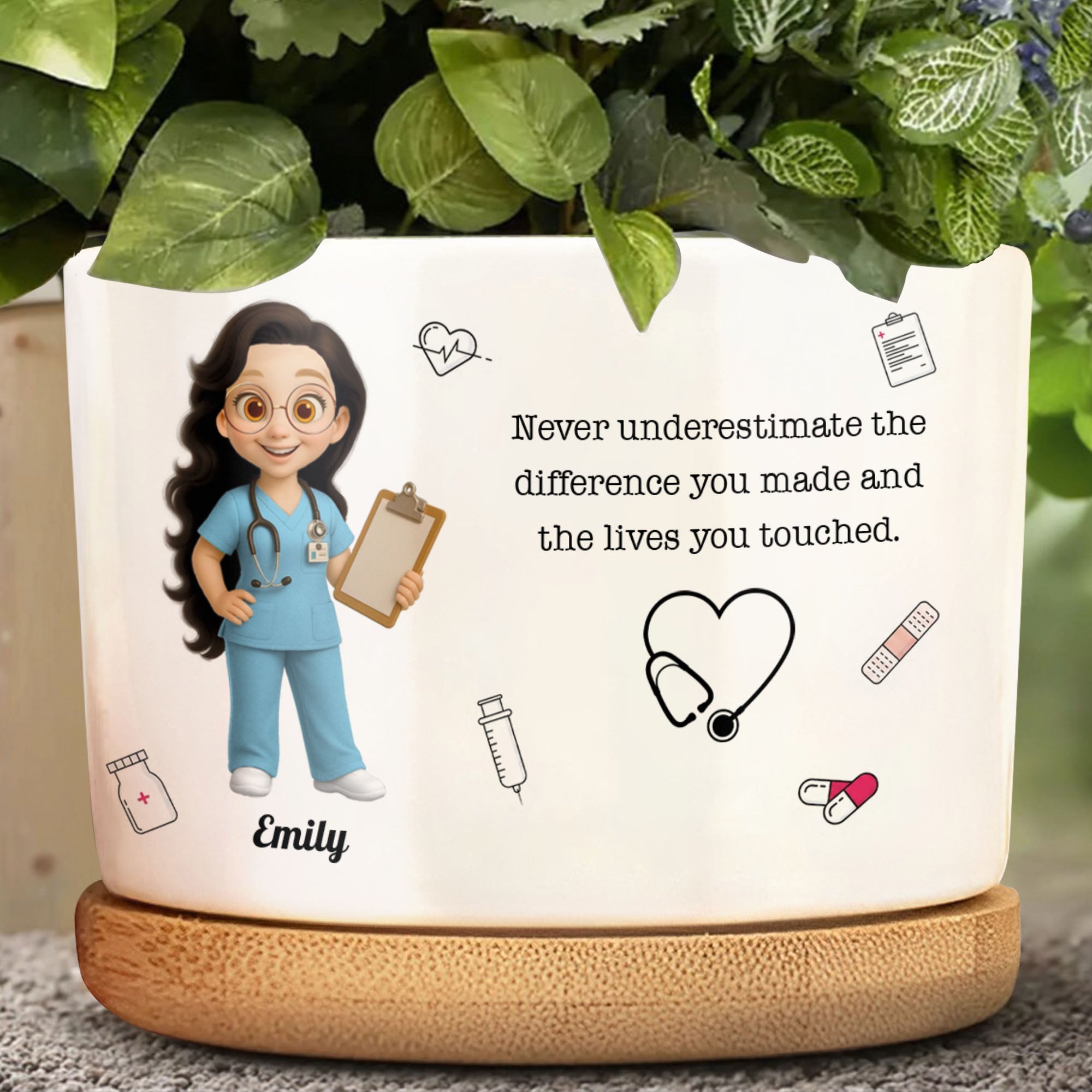 Personalized Ceramic Plant Pot for Nurse Medical Decor Gift Ceramic Plant Pot GradoCreations
