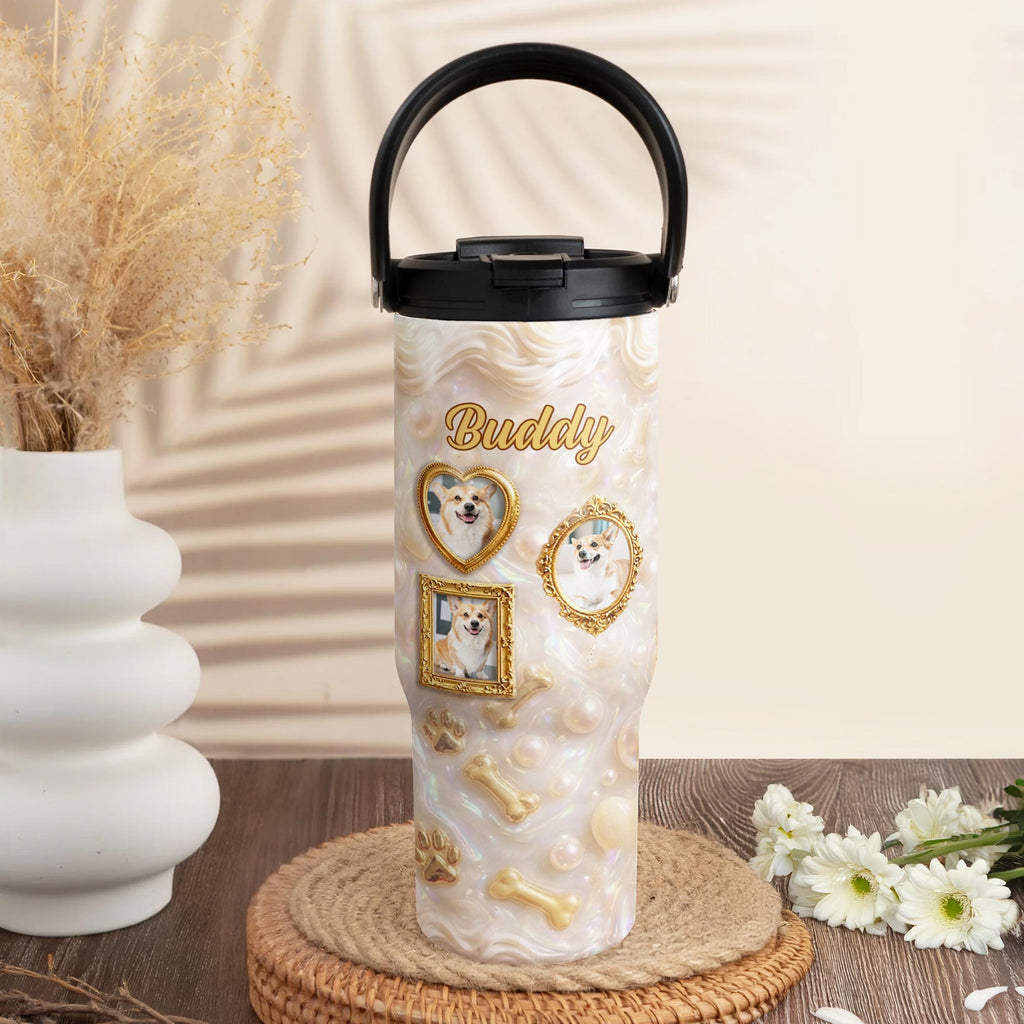 Personalized 30oz Stainless Steel Tumbler Dog Lover Gift Tumbler With Handle GradoCreations