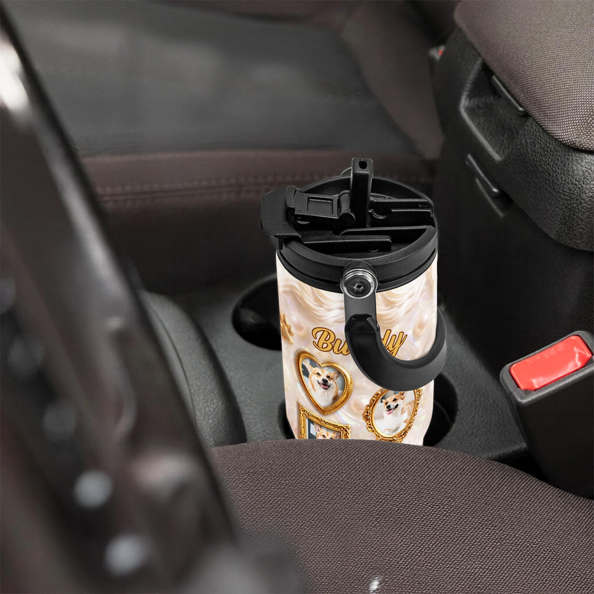 Personalized 30oz Stainless Steel Tumbler Dog Lover Gift Tumbler With Handle GradoCreations