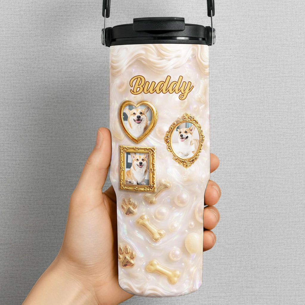 Personalized 30oz Stainless Steel Tumbler Dog Lover Gift Tumbler With Handle GradoCreations