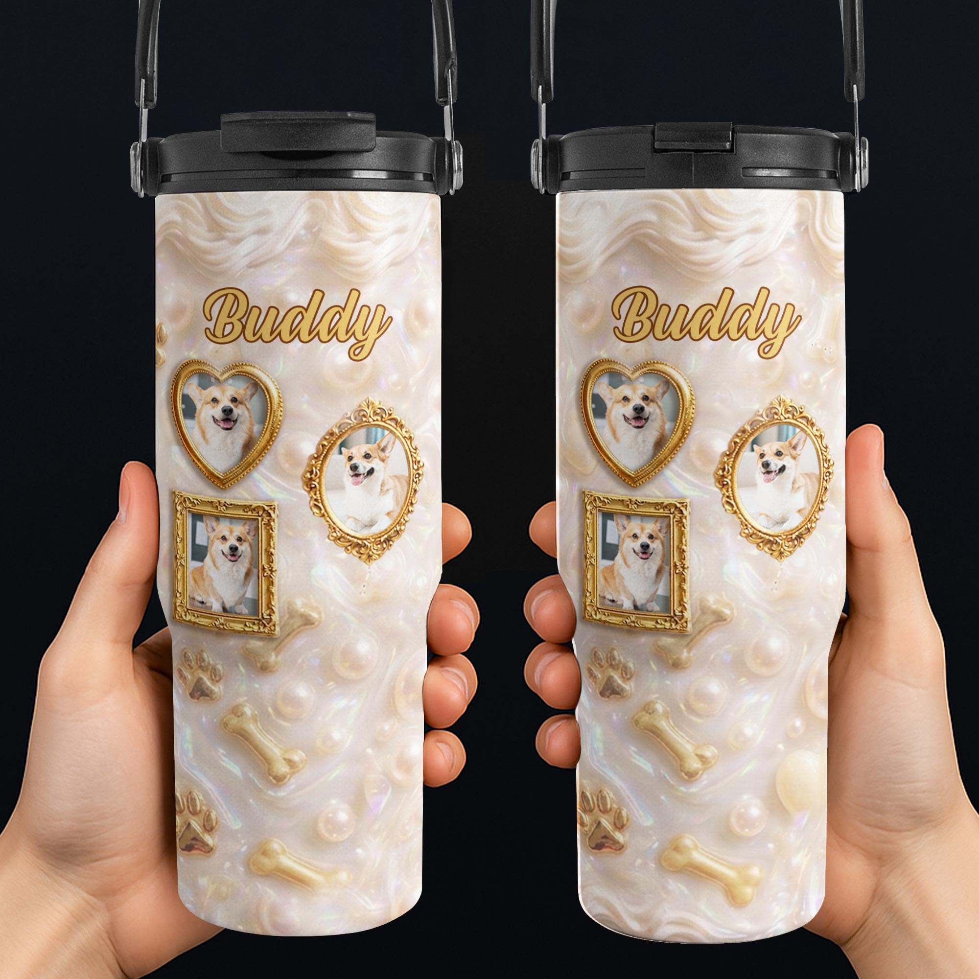 Personalized 30oz Stainless Steel Tumbler Dog Lover Gift Tumbler With Handle GradoCreations