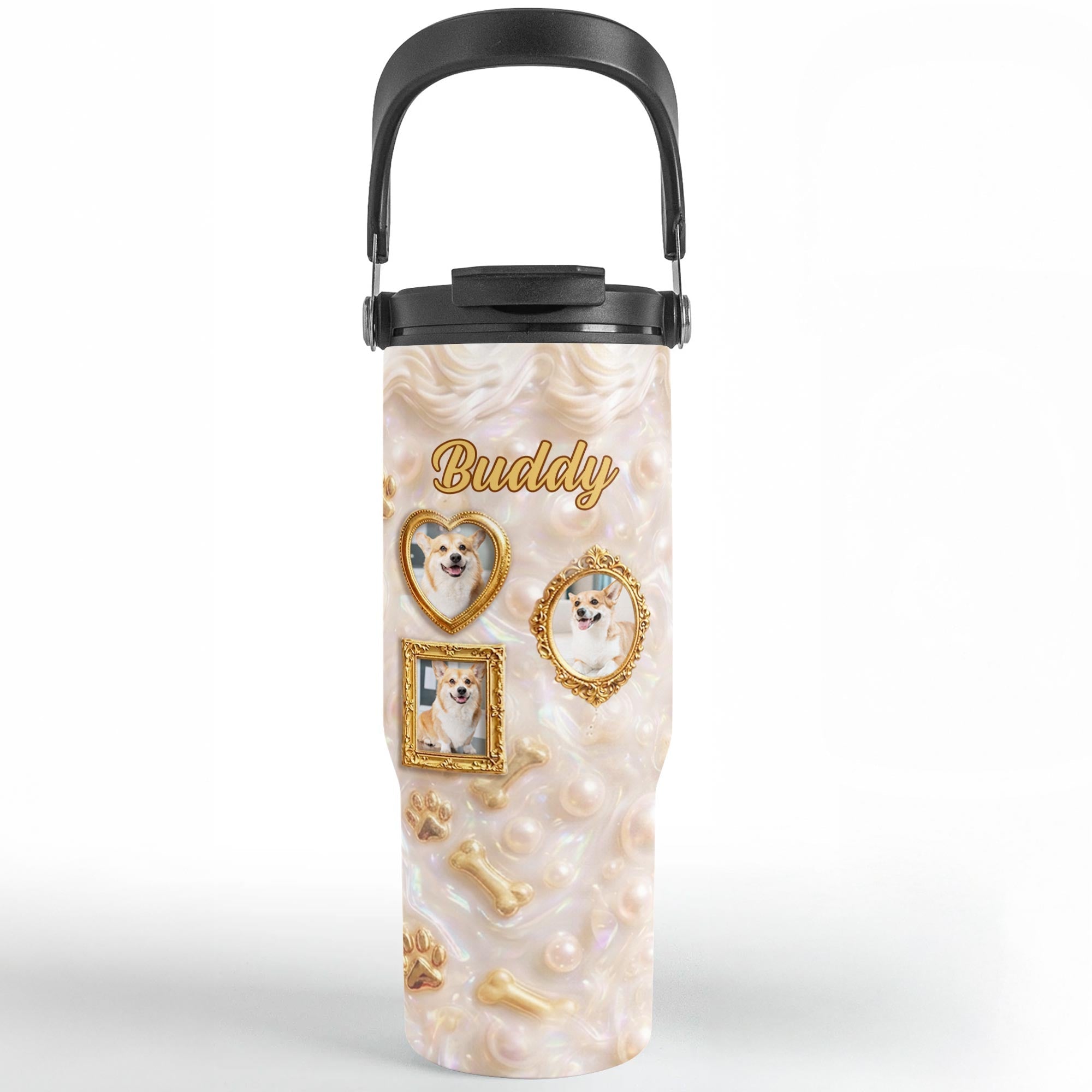 Personalized 30oz Stainless Steel Tumbler Dog Lover Gift Tumbler With Handle GradoCreations