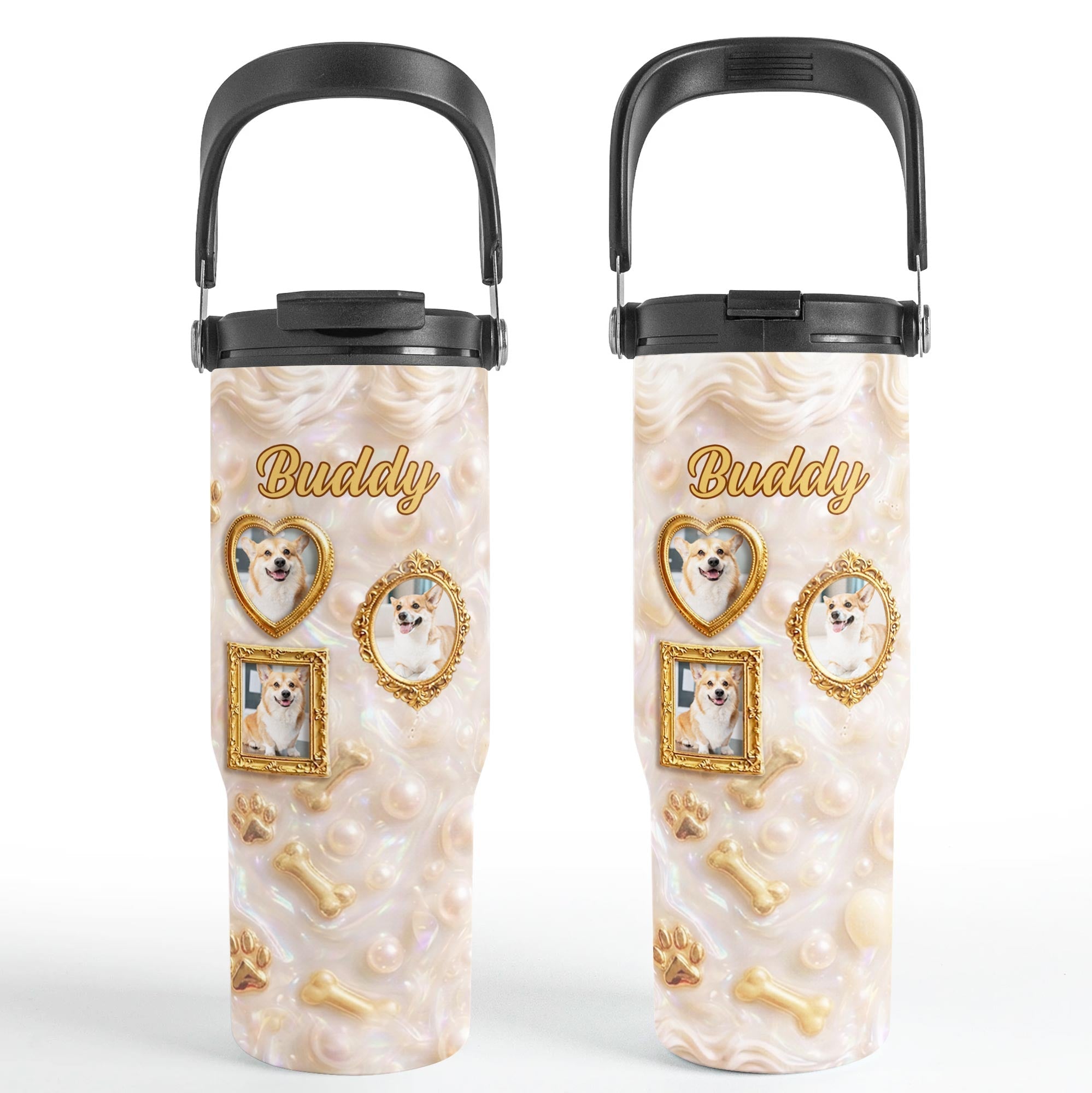 Personalized 30oz Stainless Steel Tumbler Dog Lover Gift Tumbler With Handle GradoCreations