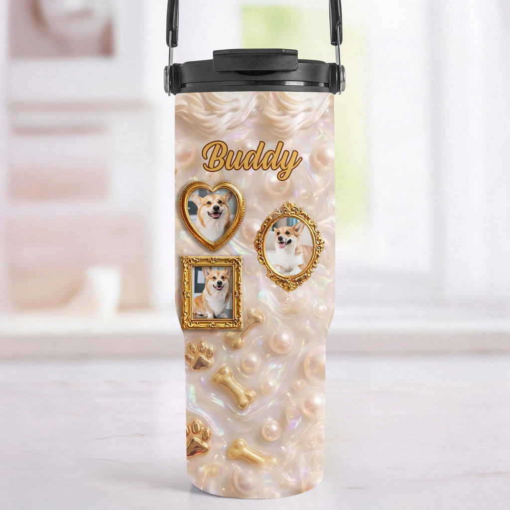 Personalized 30oz Stainless Steel Tumbler Dog Lover Gift Tumbler With Handle GradoCreations