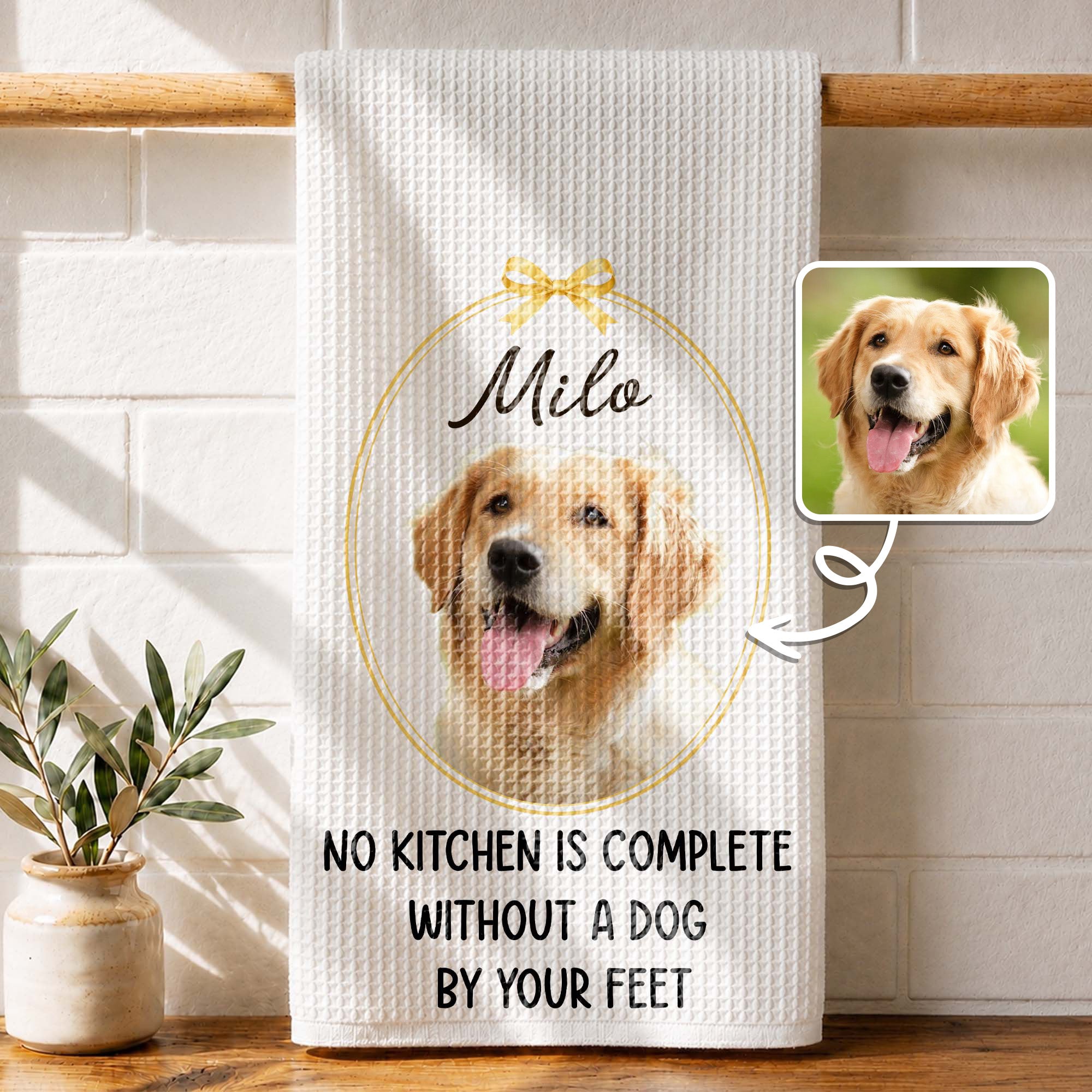 Personalized Dog Photo Kitchen Towel Custom Gift for Dog Mom/Dad Kitchen Towel GradoCreations