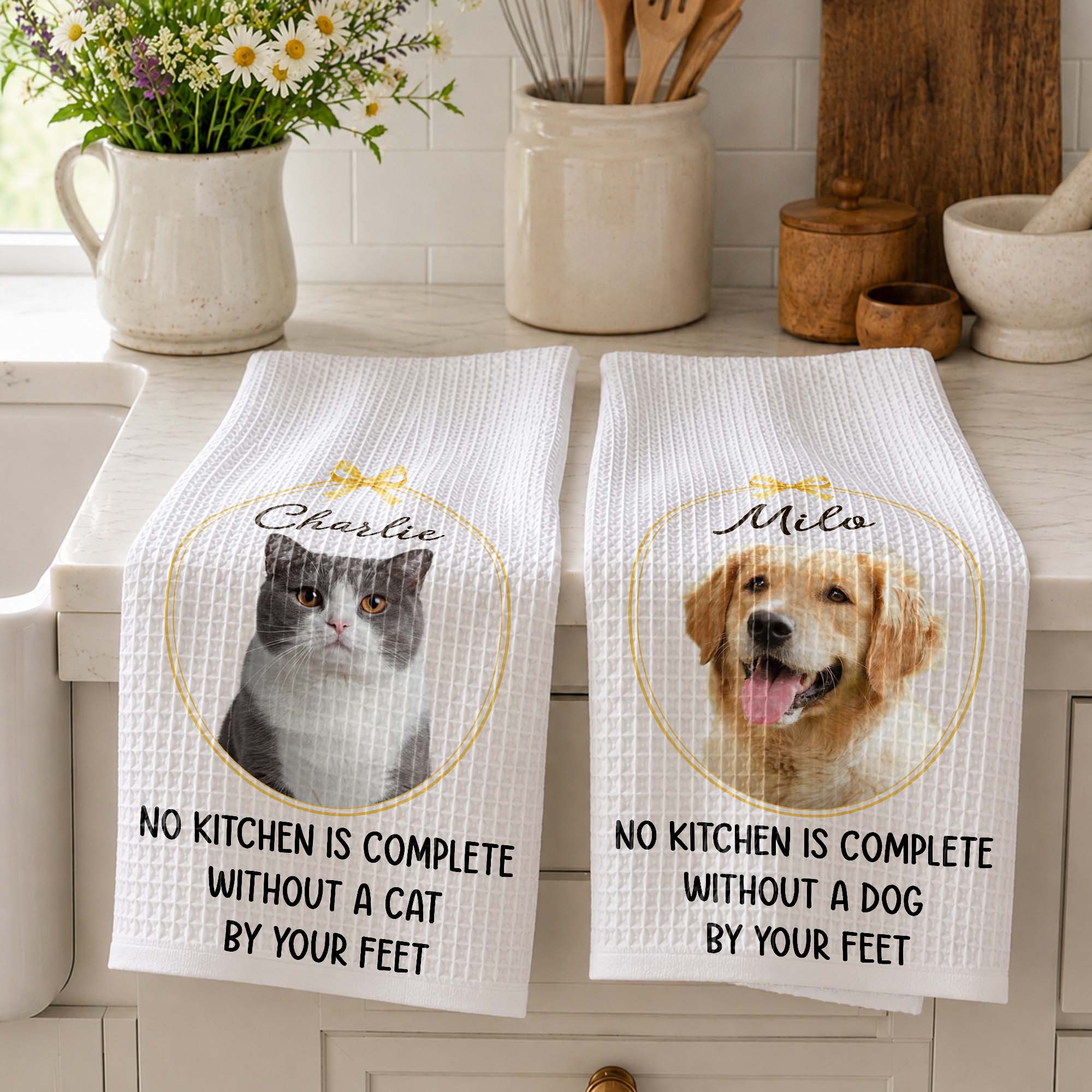 Personalized Dog Photo Kitchen Towel Custom Gift for Dog Mom/Dad Kitchen Towel GradoCreations