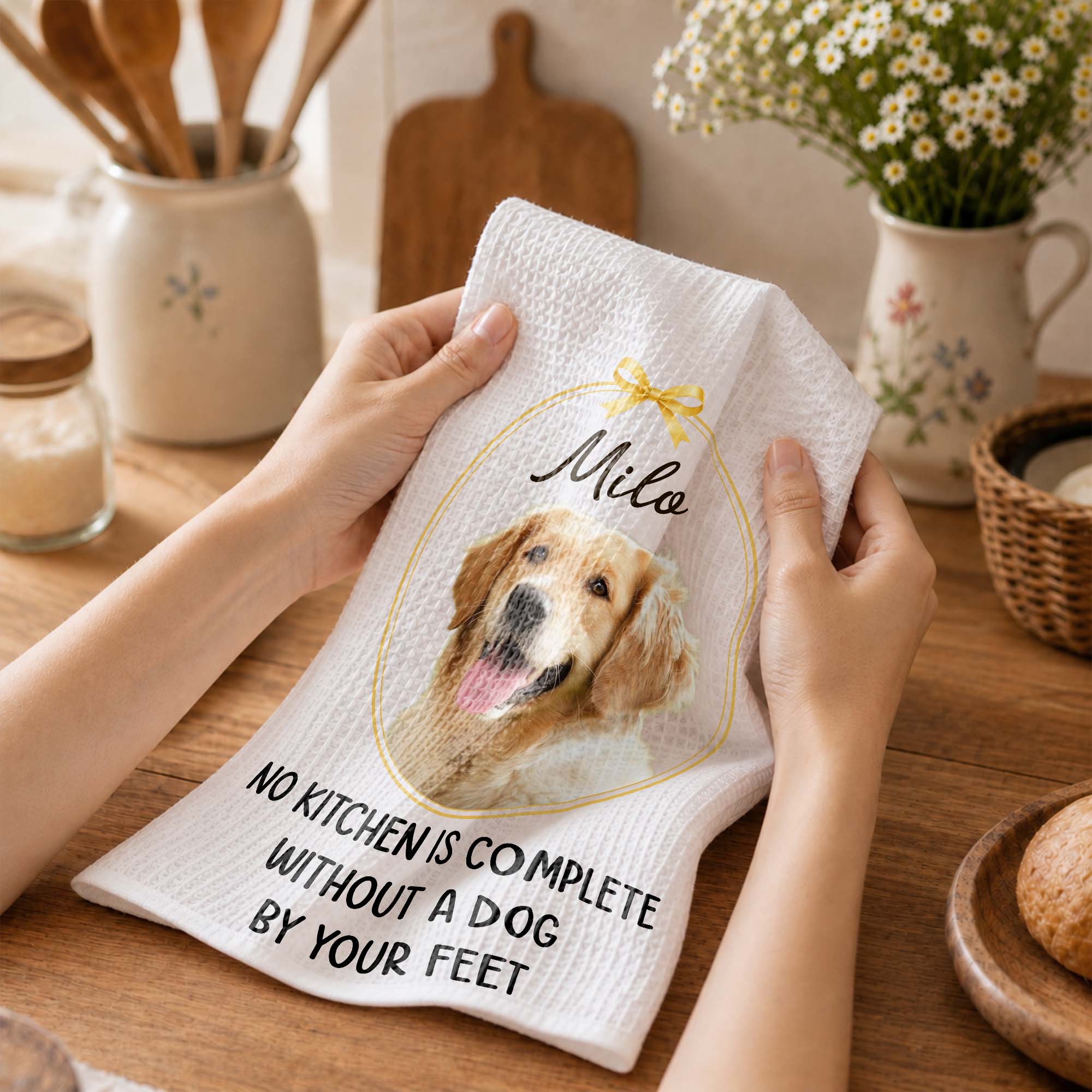 Personalized Dog Photo Kitchen Towel Custom Gift for Dog Mom/Dad Kitchen Towel GradoCreations