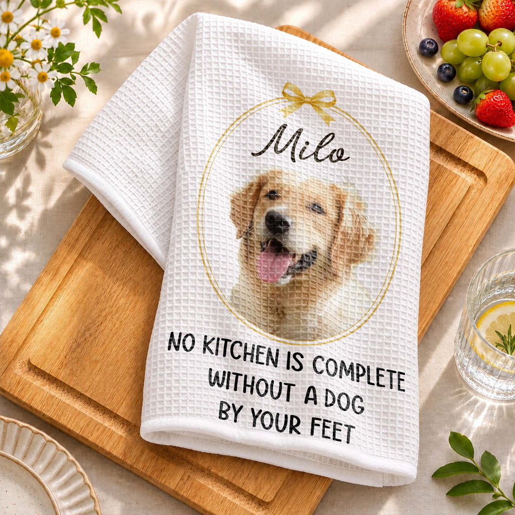 Personalized Dog Photo Kitchen Towel Custom Gift for Dog Mom/Dad Kitchen Towel GradoCreations