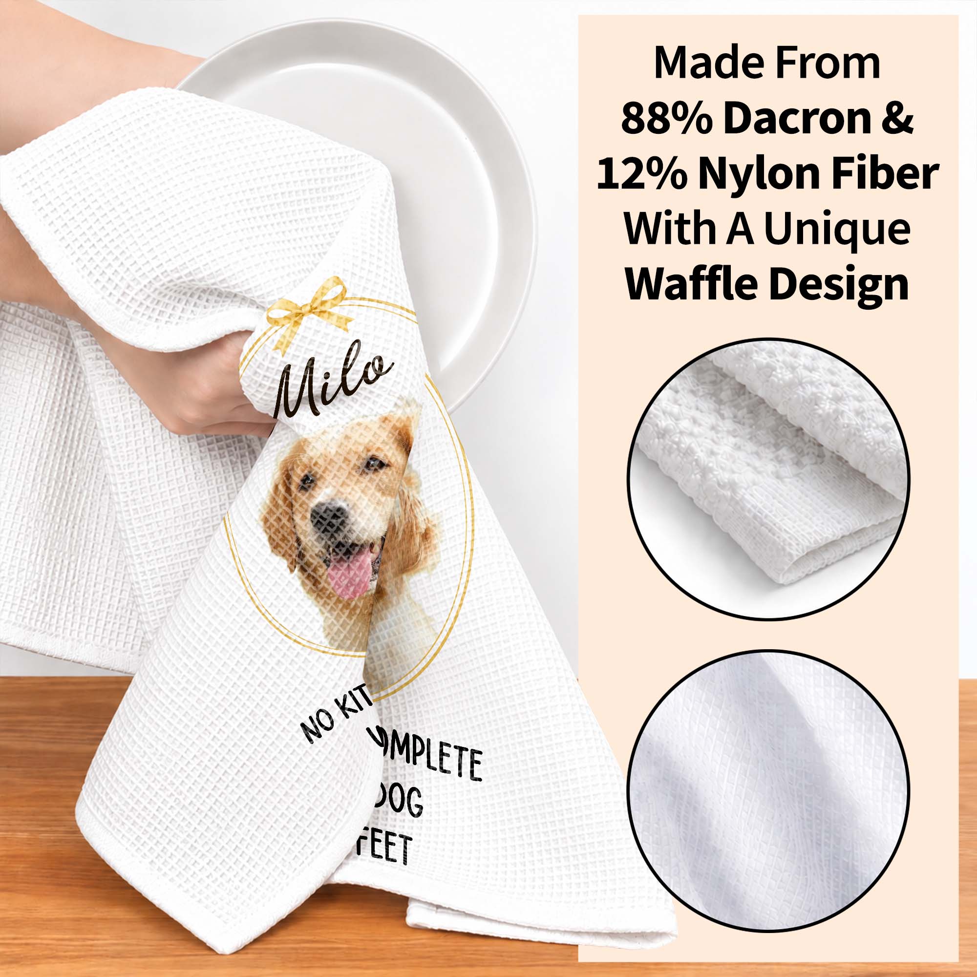 Personalized Dog Photo Kitchen Towel Custom Gift for Dog Mom/Dad Kitchen Towel GradoCreations