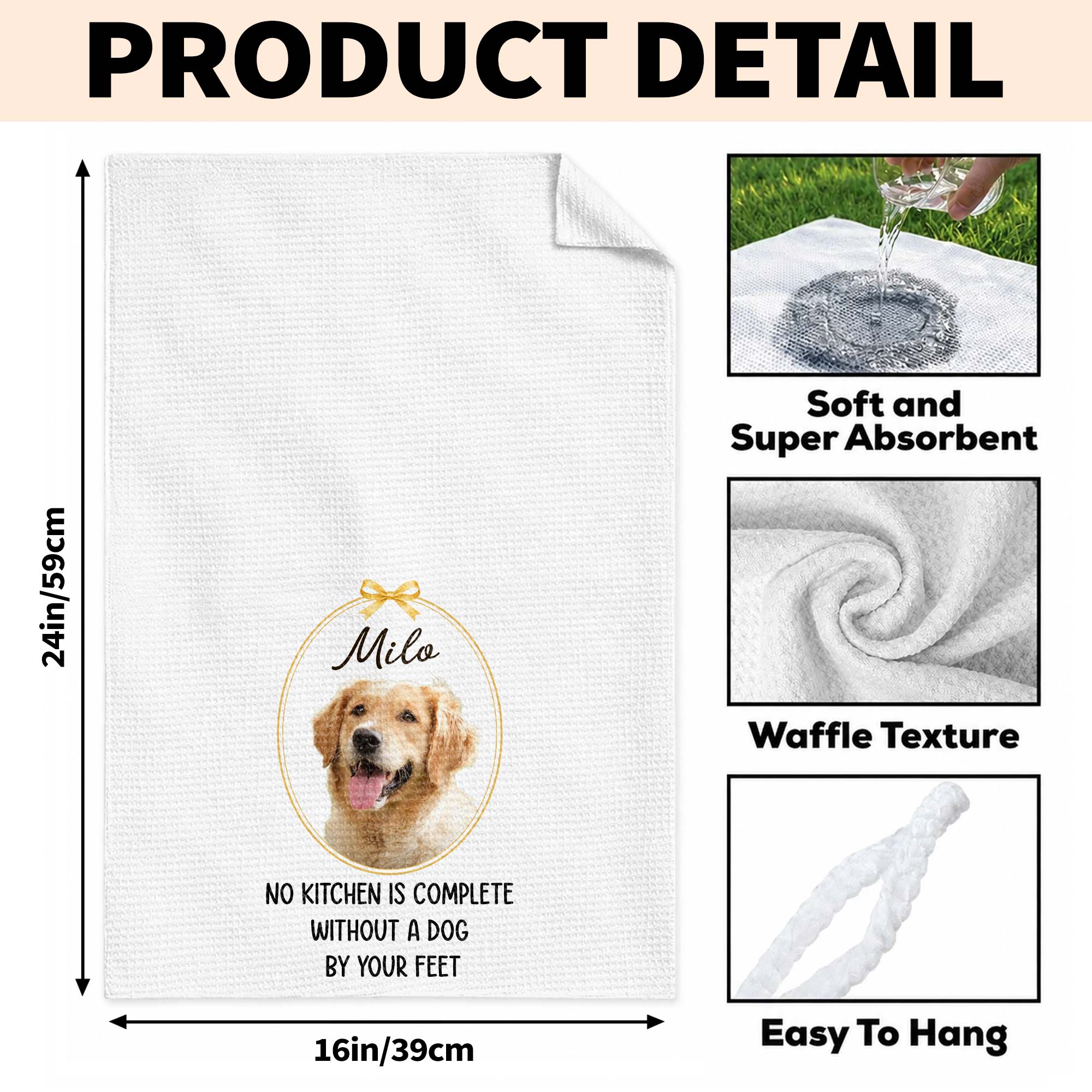 Personalized Dog Photo Kitchen Towel Custom Gift for Dog Mom/Dad Kitchen Towel GradoCreations