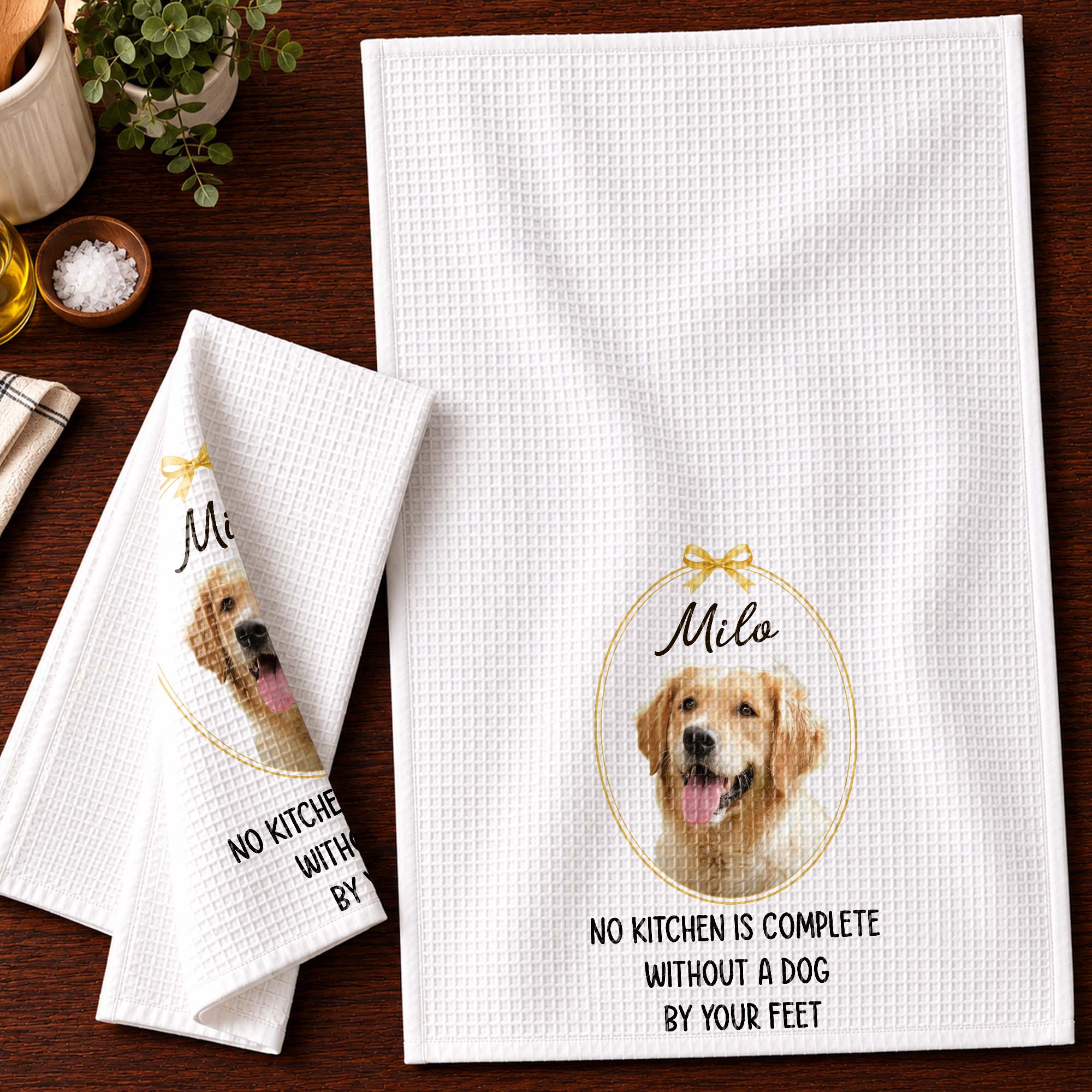 Personalized Dog Photo Kitchen Towel Custom Gift for Dog Mom/Dad Kitchen Towel GradoCreations