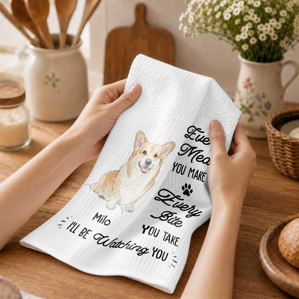 Personalized Corgi Dog Kitchen Towel Custom Gift for Dog Mom