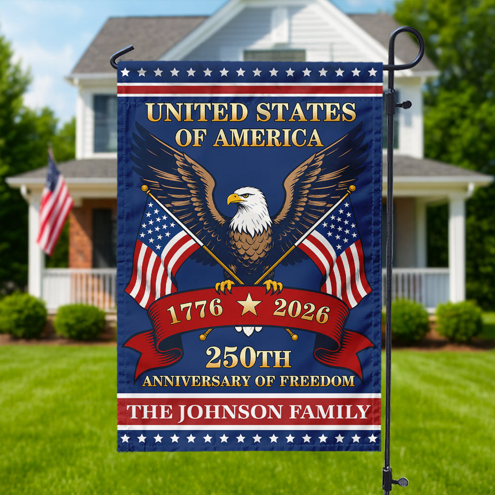 Personalized Family Name Garden Flag 1776-2026 USA 4th of July Gift HN590 - Garden Flag GradoCreations