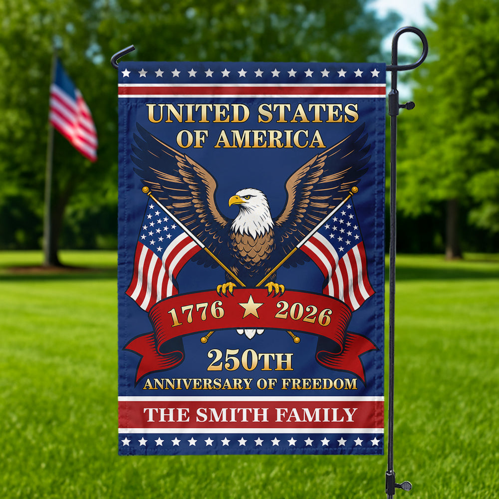 Personalized Family Name Garden Flag 1776-2026 USA 4th of July Gift HN590 - Garden Flag GradoCreations