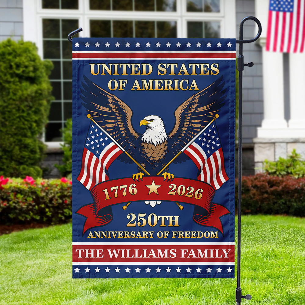 Personalized Family Name Garden Flag 1776-2026 USA 4th of July Gift HN590 - Garden Flag GradoCreations