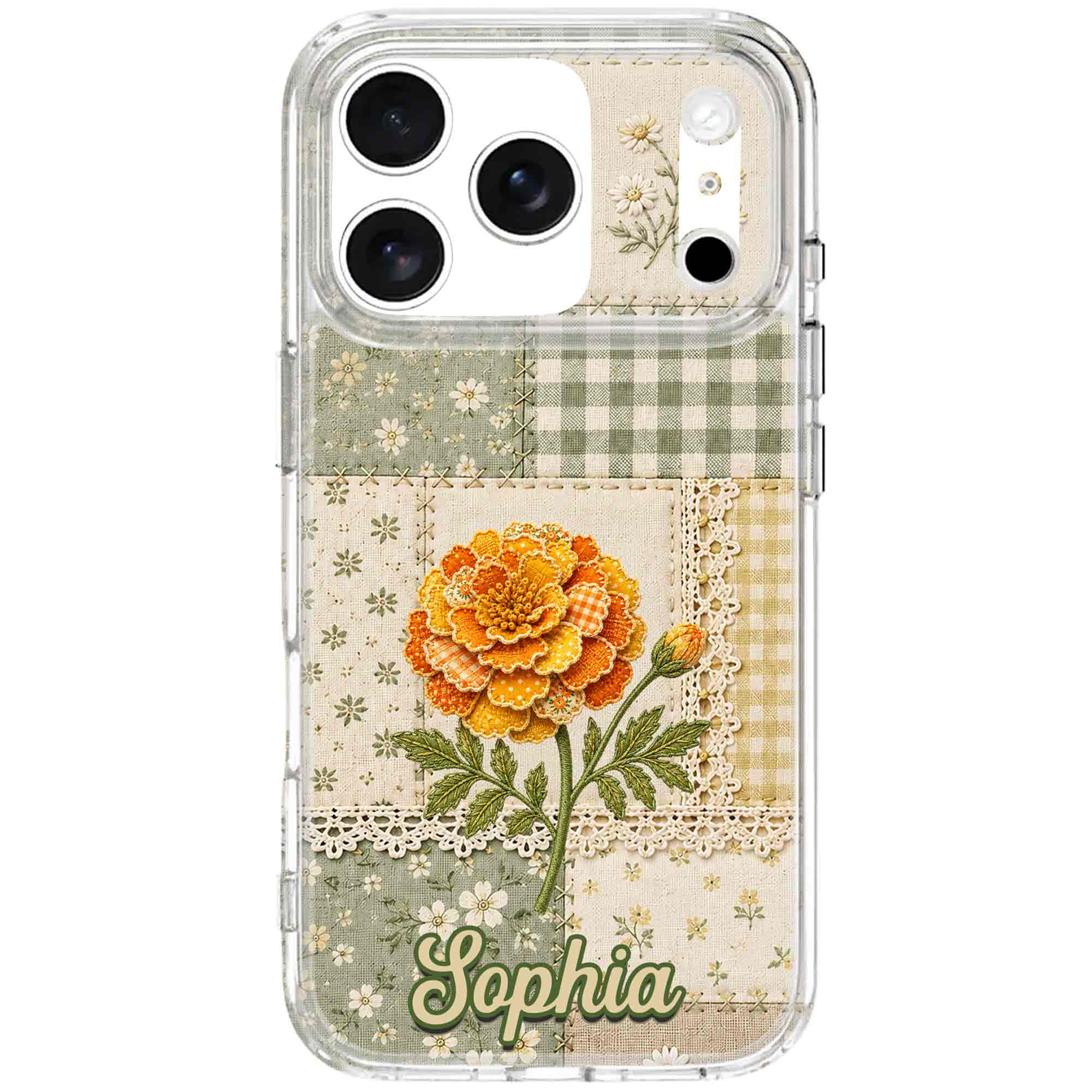 Personalized Clear Phone Case Floral Design Custom Name Gift for Her Clear Phone Case GradoCreations