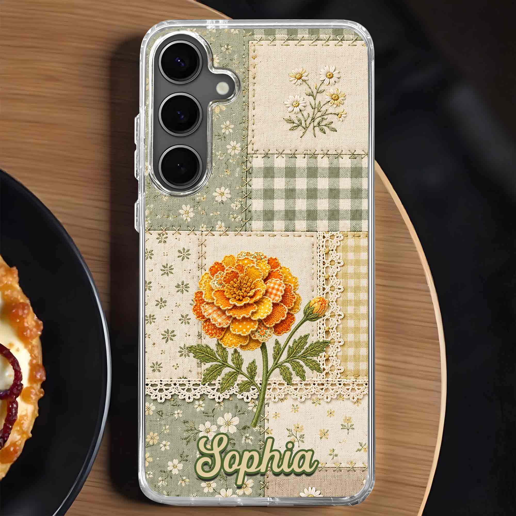 Personalized Clear Phone Case Floral Design Custom Name Gift for Her Clear Phone Case GradoCreations