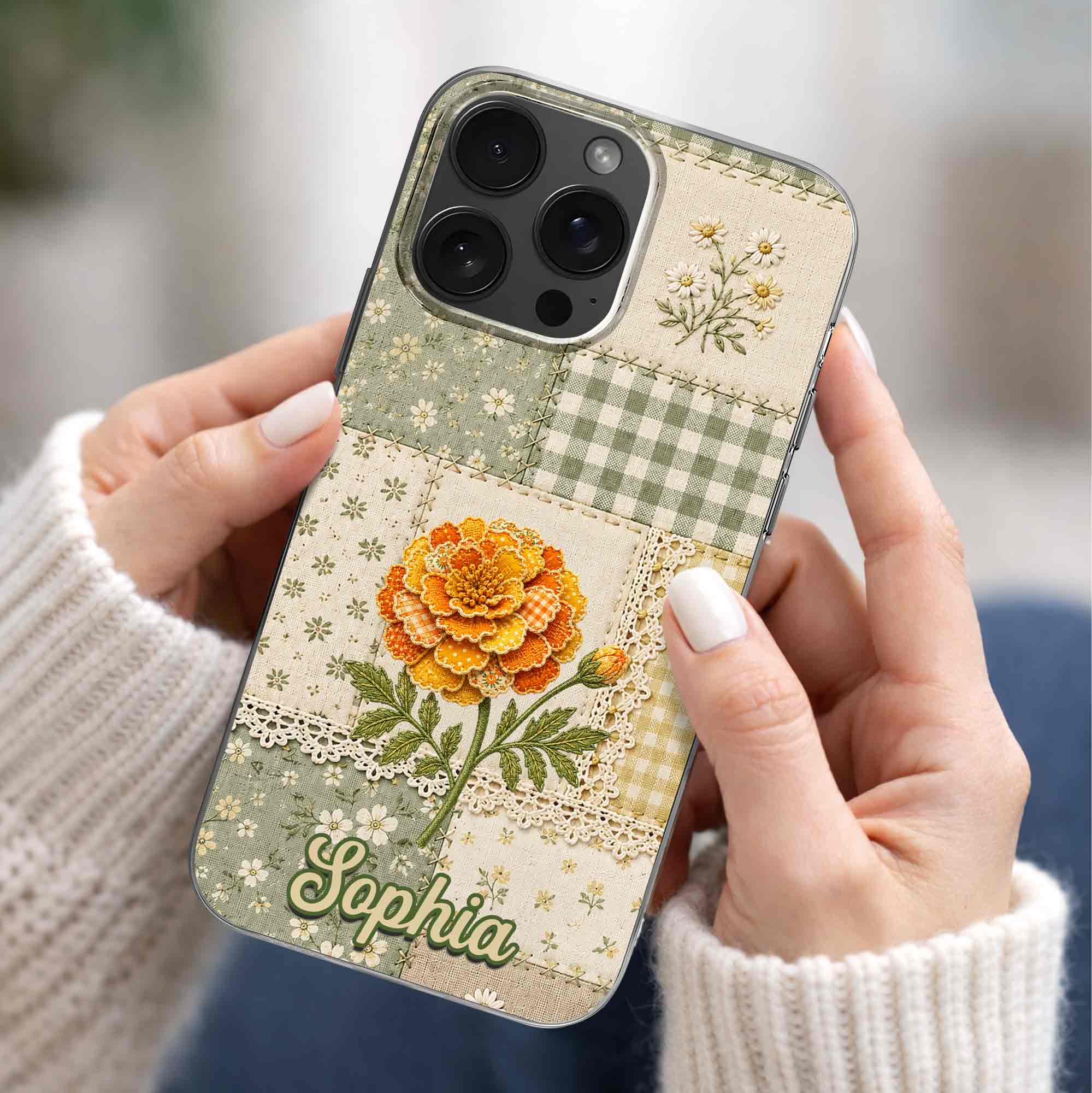 Personalized Clear Phone Case Floral Design Custom Name Gift for Her Clear Phone Case GradoCreations