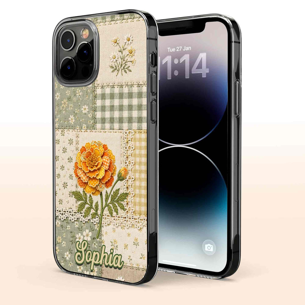 Personalized Clear Phone Case Floral Design Custom Name Gift for Her Clear Phone Case GradoCreations
