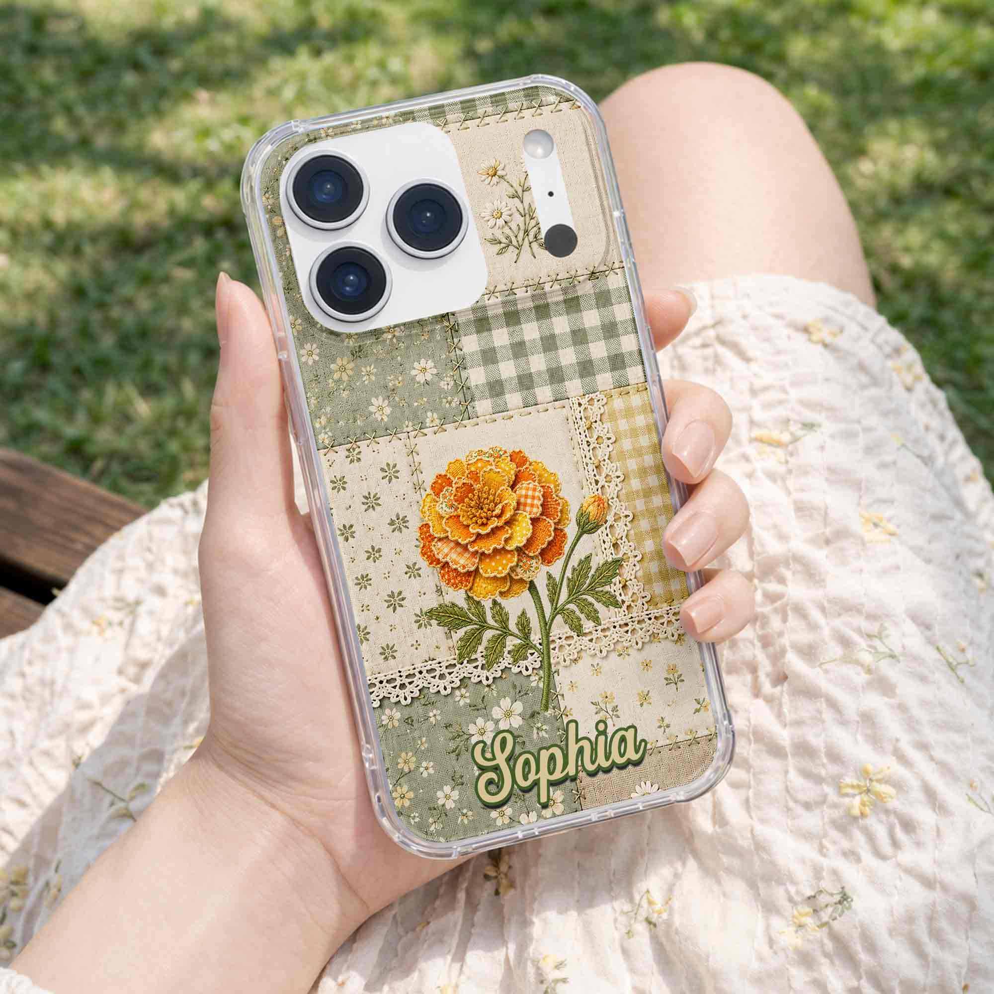 Personalized Clear Phone Case Floral Design Custom Name Gift for Her Clear Phone Case GradoCreations