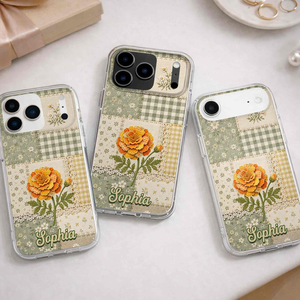 Personalized Clear Phone Case Floral Design Custom Name Gift for Her Clear Phone Case GradoCreations