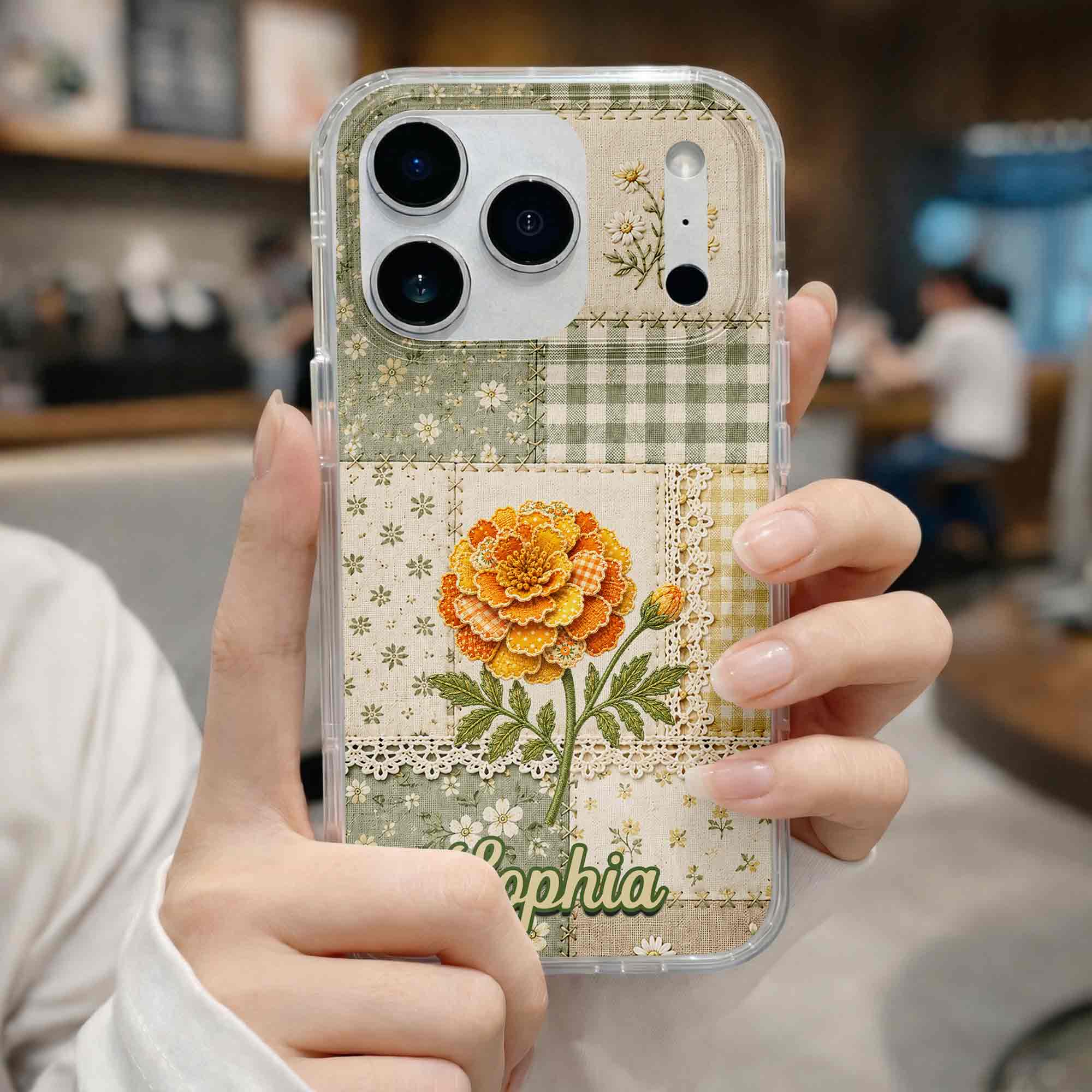 Personalized Clear Phone Case Floral Design Custom Name Gift for Her Clear Phone Case GradoCreations