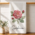 Personalized Faux Patchwork Kitchen Towel Custom Birth Month Flower Gift for Besties Kitchen Towel GradoCreations