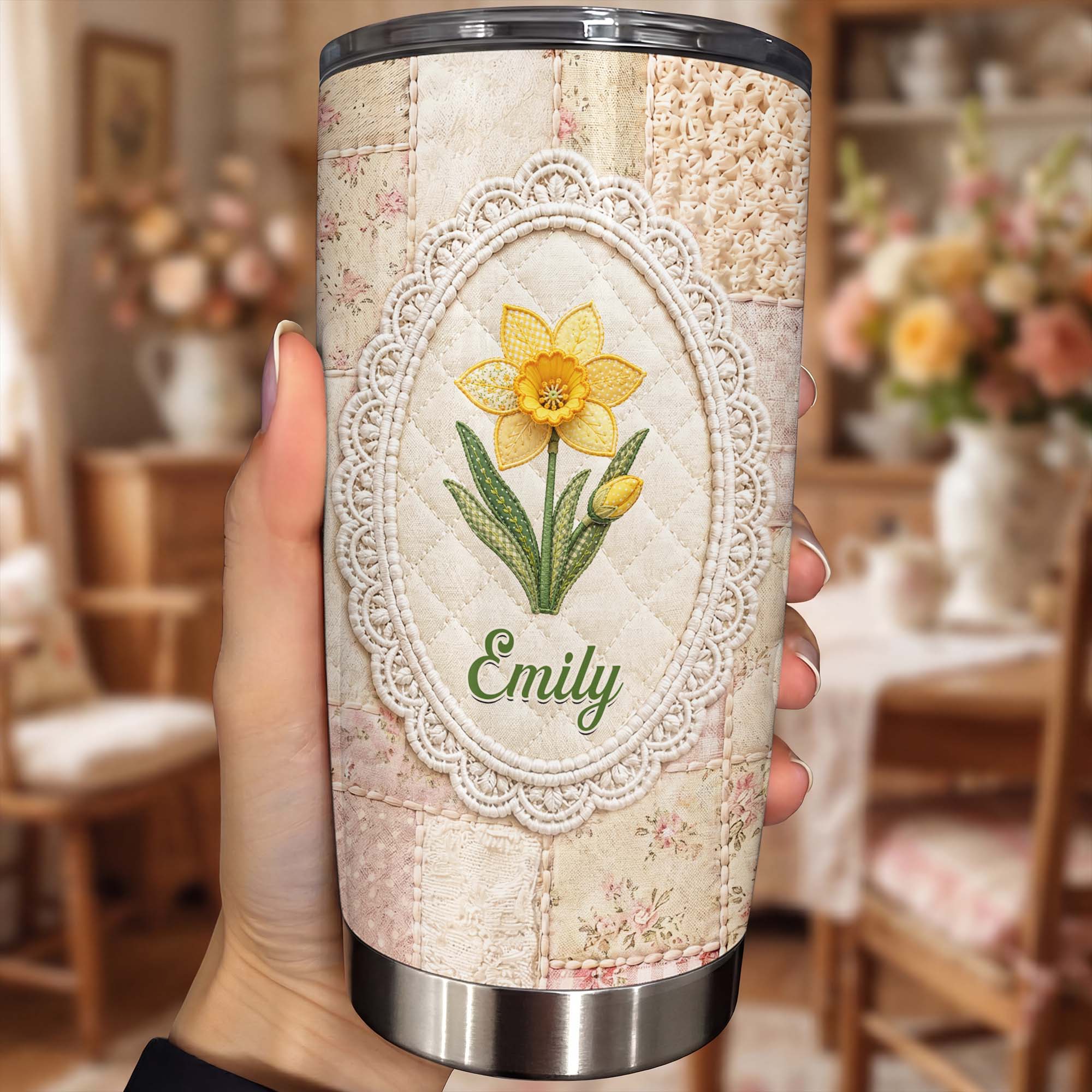 Personalized 20oz Stainless Steel Tumbler Custom Name Floral Gift for Mom 20oz Tumbler GradoCreations