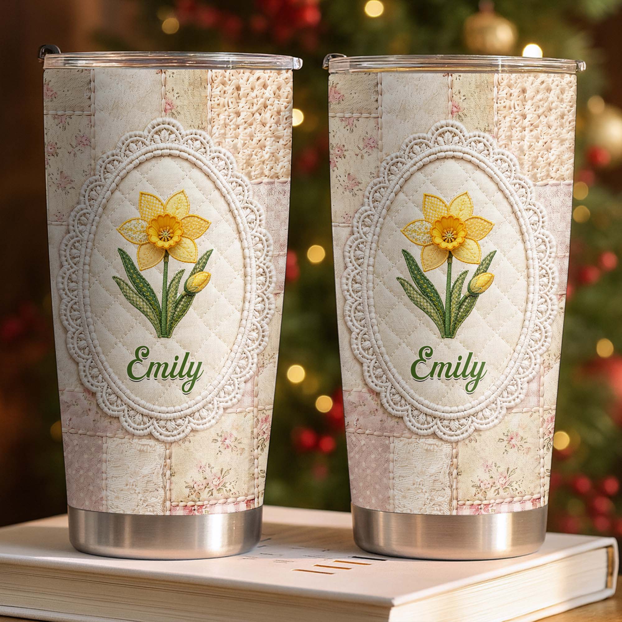 Personalized 20oz Stainless Steel Tumbler Custom Name Floral Gift for Mom 20oz Tumbler GradoCreations