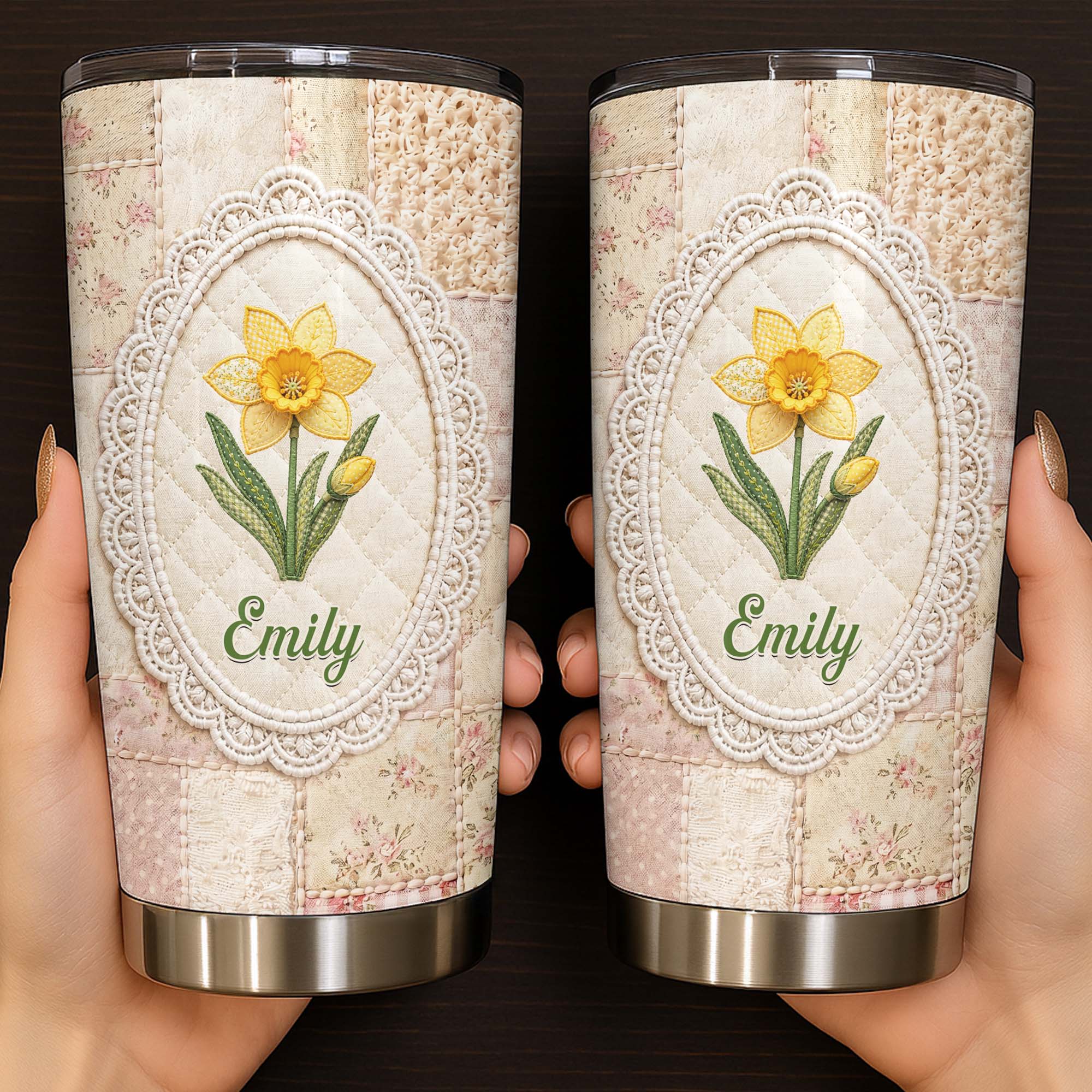 Personalized 20oz Stainless Steel Tumbler Custom Name Floral Gift for Mom 20oz Tumbler GradoCreations