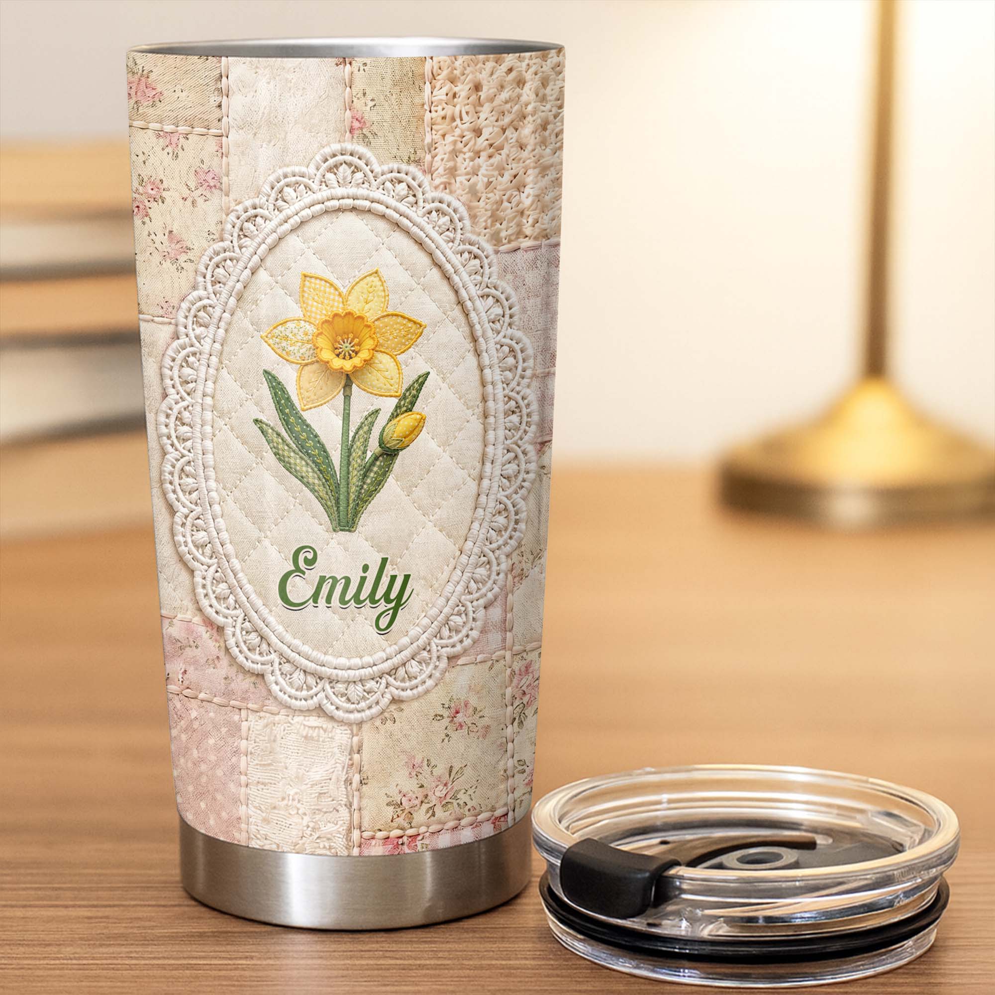 Personalized 20oz Stainless Steel Tumbler Custom Name Floral Gift for Mom 20oz Tumbler GradoCreations
