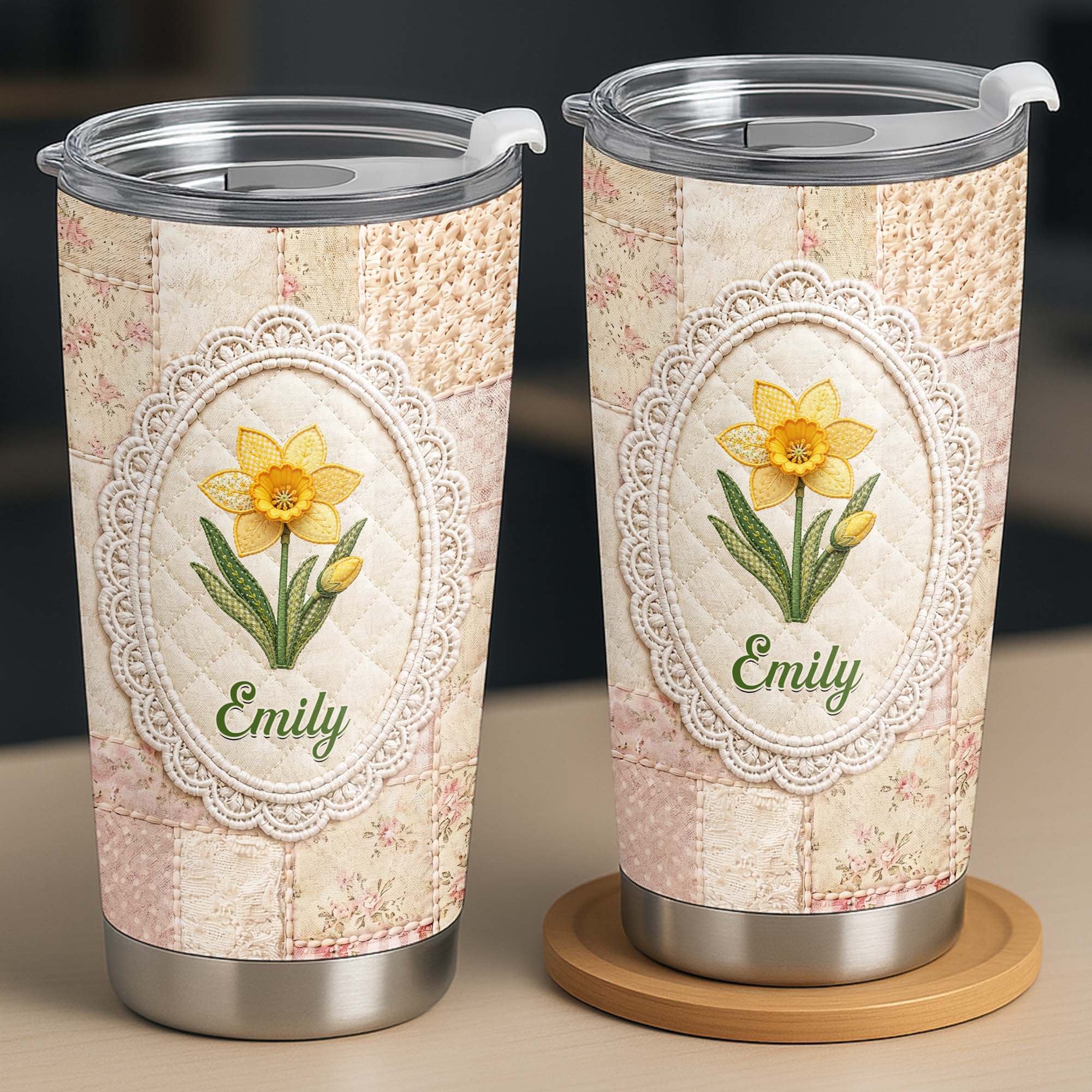 Personalized 20oz Stainless Steel Tumbler Custom Name Floral Gift for Mom 20oz Tumbler GradoCreations