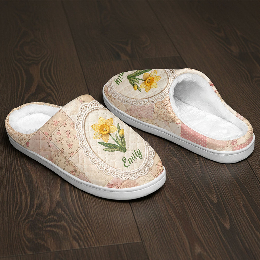 Personalized Plush Slippers Custom Name Cozy Gifts for Her Slippers GradoCreations