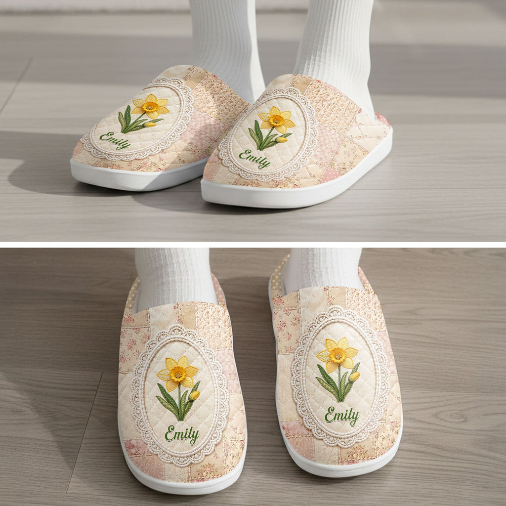 Personalized Plush Slippers Custom Name Cozy Gifts for Her Slippers GradoCreations