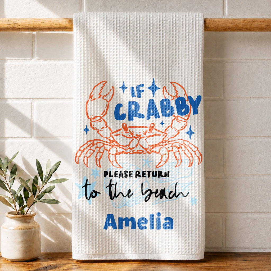 Personalized Kitchen Towel Custom Crab Design Gift for Beach Lovers