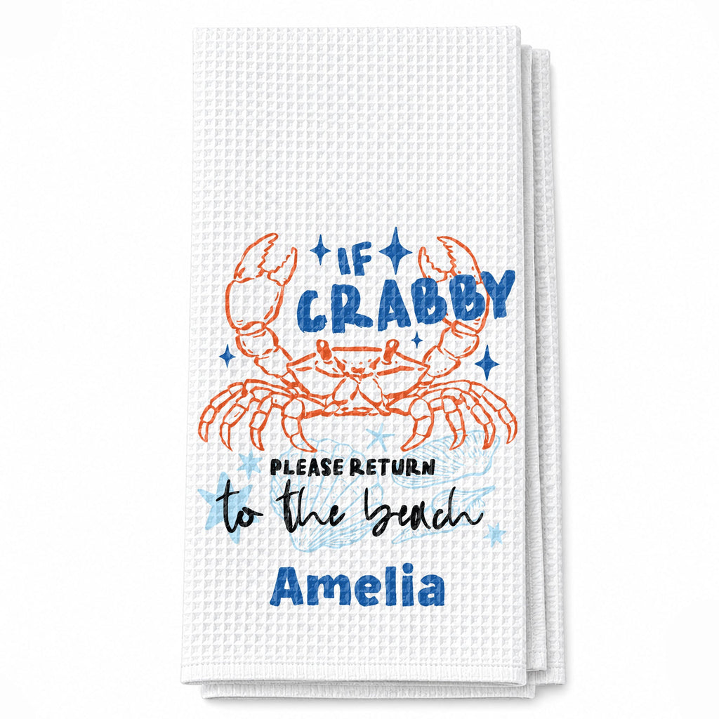Personalized Kitchen Towel Custom Crab Design Gift for Beach Lovers